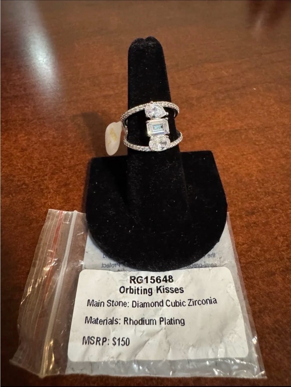 Orbiting Kisses Rhodium-Plated White CZ Ring